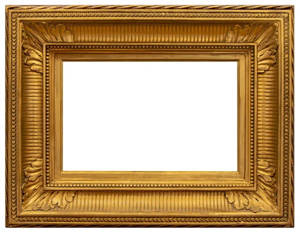 Old Wooden Square Gilded Frame Isolated White Background — Fotografia de Stock