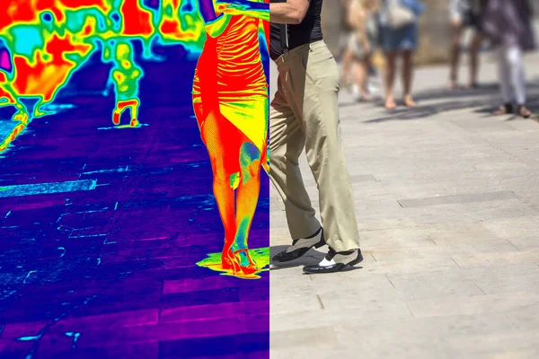 Thermal Real Image Street Dancers Performing Tang — Stock Photo, Image