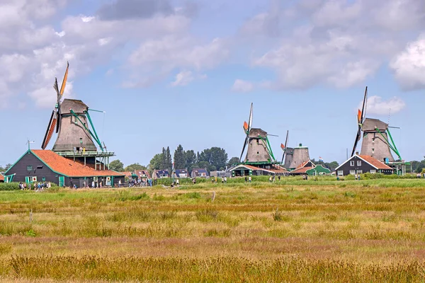 Alte Windmühle Der Landschaft Von Zaan Schans Bei Amsterdam — Stockfoto
