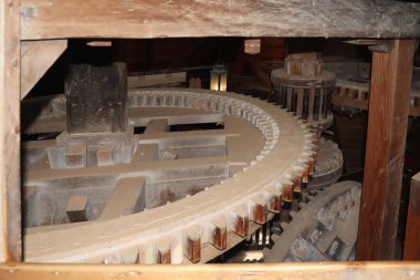 Old wooden mechanism in a windmill in the Netherlands