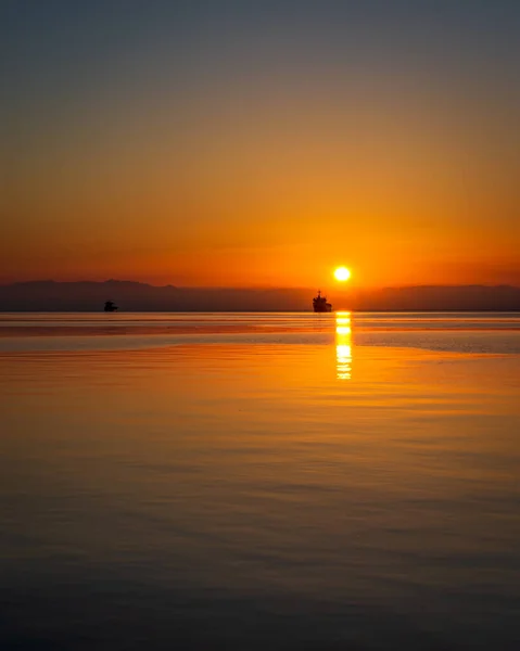 Красивый Закат Салониках Греция Фото Побережья Средиземного Моря — стоковое фото