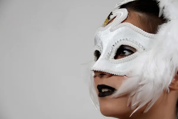 Venetiaanse masker van witte zwaan — Stockfoto