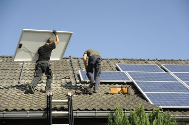 Photovoltaic panals installation clipart