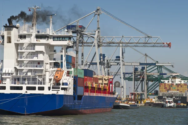 Container schepen in een haven — Stockfoto