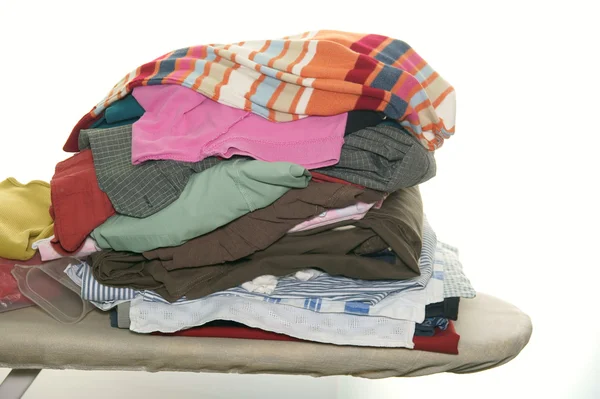 Pile of ironing on white background — Stock Photo, Image