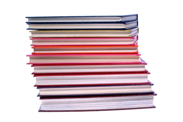 Hardcover books stack isolated on white — Stock Photo, Image