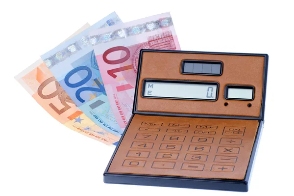 Calculator and euromoney note, bill — Stock Photo, Image