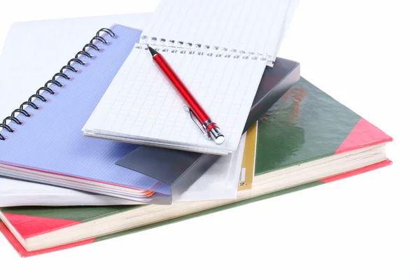 Cuadernos y pensiones - material escolar — Foto de Stock