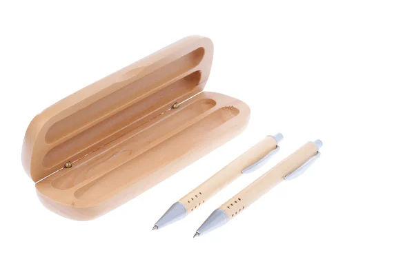 Conjunto de caneta de luxo, lápis sobre fundo branco — Fotografia de Stock