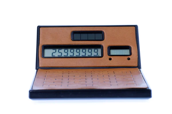 Brązowy kalkulator na białym tle — Zdjęcie stockowe