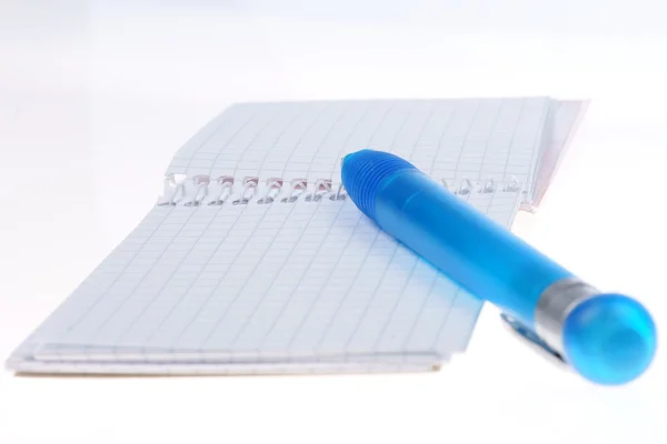 Pen on a notebook into a cell — Stock Photo, Image