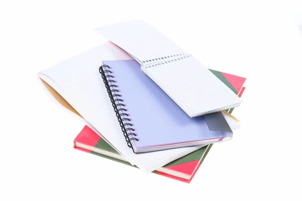 Notebooks and pensils - school supplies — Stock Photo, Image