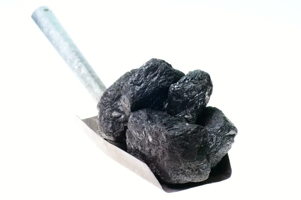 Shovel and coal reserve — Stock Photo, Image