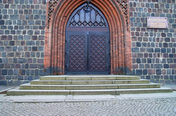 Uma velha porta de metal e madeira - porta histórica — Fotografia de Stock