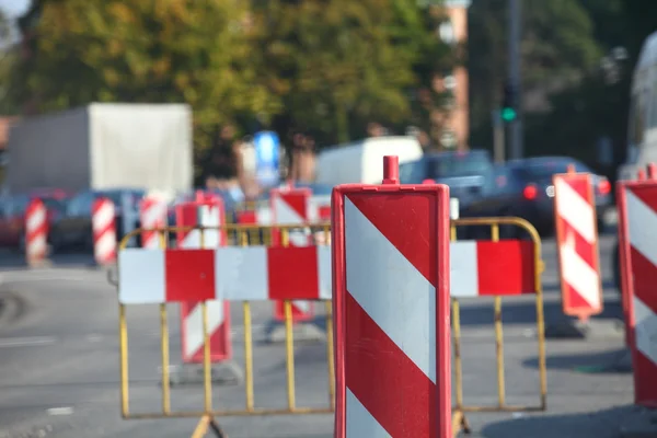 交通標識、道路閉鎖警告サイン — ストック写真