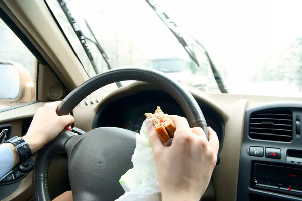 Zimní silnici a sendvič — Stock fotografie