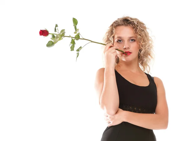 Mooie jonge vrouw blonde romantisch steeg — Stockfoto