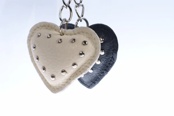 Black and white heart fixed by chain. — Stock Photo, Image