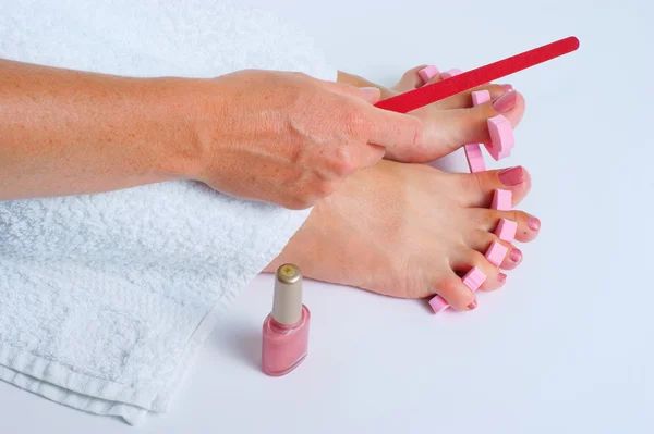 Foot pedicure applying — Stock Photo, Image