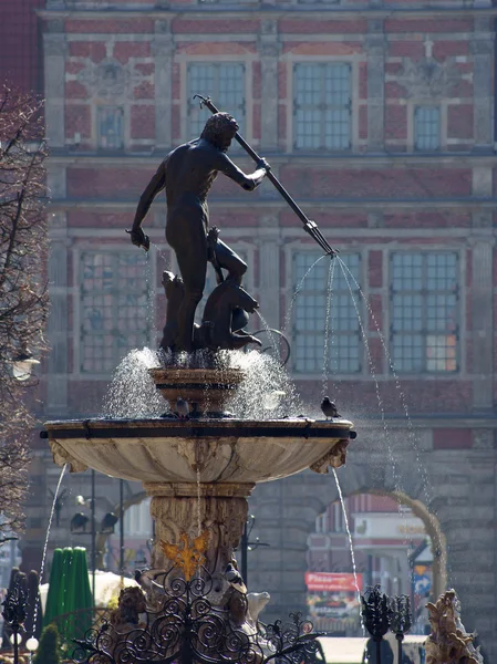 Neptun-Skulptur in Danzig - Brunnen — Stockfoto