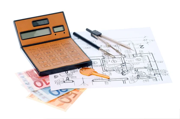 Kalkulator i notatki euromoney — Zdjęcie stockowe