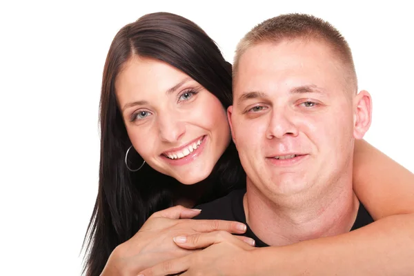 Portrait of a beautiful young happy smiling couple isolated — Stock Photo, Image