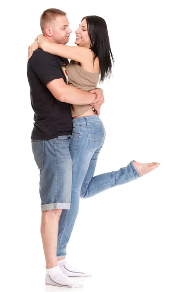 Retrato de um belo jovem feliz sorrindo casal isolado — Fotografia de Stock