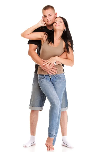 Portrait of a beautiful young happy smiling couple isolated — Stock Photo, Image