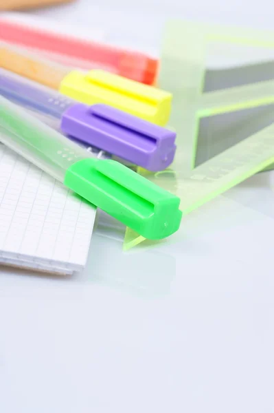 Back to school, close-ups, school supplies — Stock Photo, Image