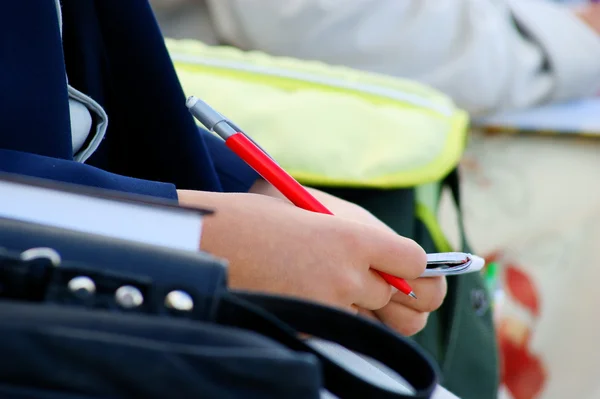 Conferentie bijeen van laptops en schrijven — Stockfoto