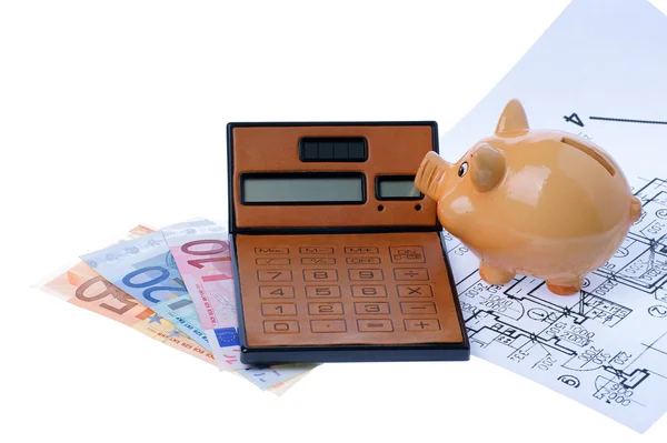 Calculator and euromoney note — Stock Photo, Image