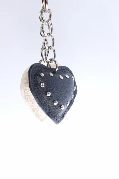Black and white heart fixed by chain. — Stock Photo, Image