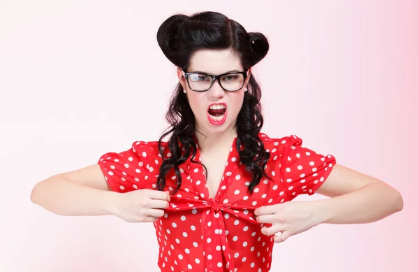 Beautiful young woman shouting, screaming — Stock Photo, Image