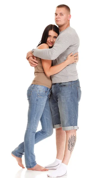 Portrait of a beautiful young happy smiling couple isolated — Stock Photo, Image