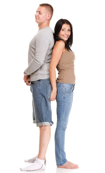 Retrato de um belo jovem feliz sorrindo casal isolado — Fotografia de Stock