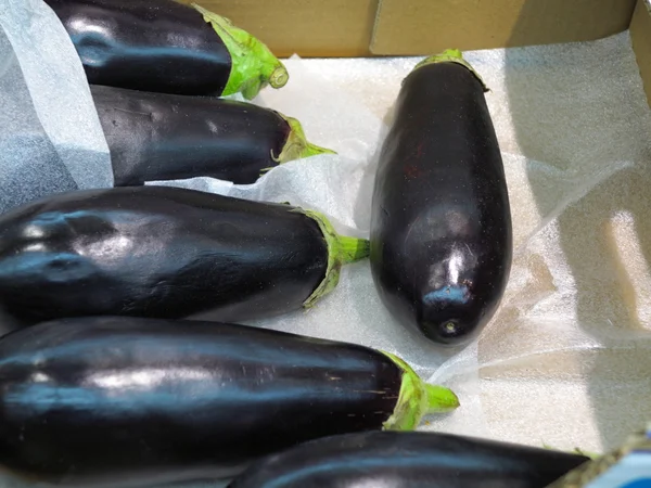Schwarze Auberginen auf dem Markt — Stockfoto