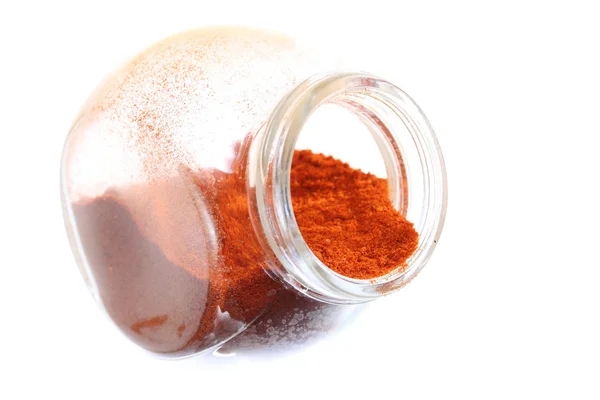 Close up jar with paprika spice isolated — Stock Photo, Image