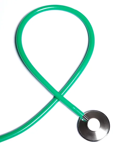 Green stethoscope isolated on white — Stock Photo, Image