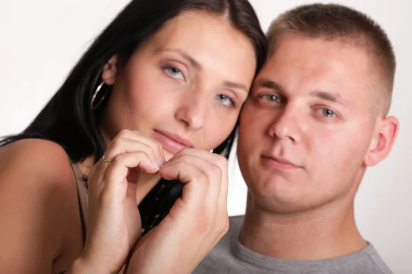 Young in love happy smiling couple isolated — Stock Photo, Image