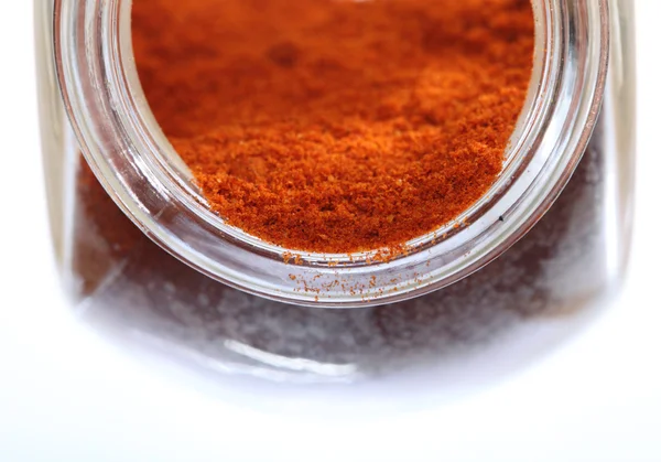 Close up jar with paprika spice isolated — Stock Photo, Image