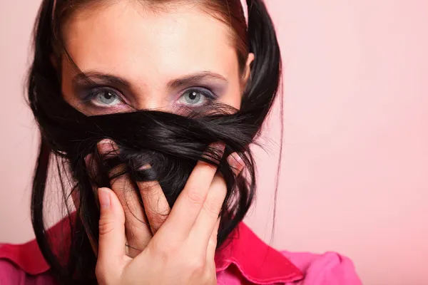 Portrait of a beautiful grey eye make-up — Stock Photo, Image