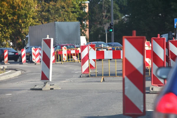 Verkehrszeichen Straße gesperrt Warnschild — Stockfoto