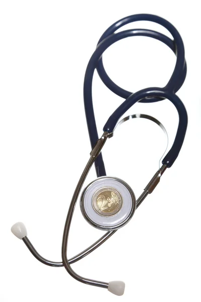 Modré stetoskop izolovaných na bílém — Stock fotografie