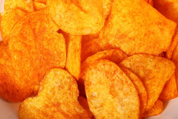 Close up potato paprika chips as background — Stock Photo, Image