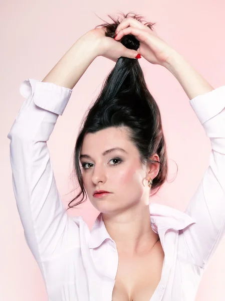 Portrait of attractive woman brunette — Stock Photo, Image