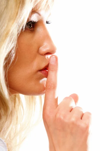 Business woman with silence sign isolated — Stock Photo, Image