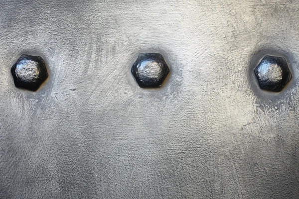 Černý kovový talíř nebo brnění textury s nýty — Stock fotografie