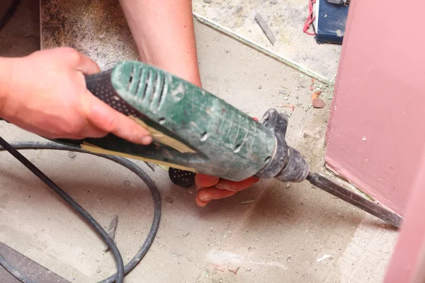 Hammer mason work floor tool — Stock Photo, Image