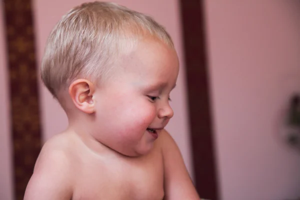 Closeup portrait of cheerful little boy smiling — Stock Photo, Image