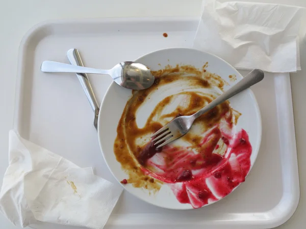 Platillo vacío sucio después de la cena . —  Fotos de Stock